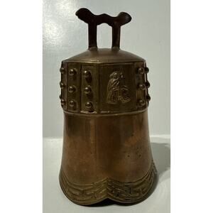 Vtg Heavy 5” Ornate Decor Brass Copper Buddhist Prayer Bell Unmarked NO Dangle
